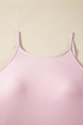 Pink Solid Color Tunic Tank Dress Athletic Shorts Two Piece Set