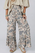 Multicolour Camo Print Wide Leg Casual Pants