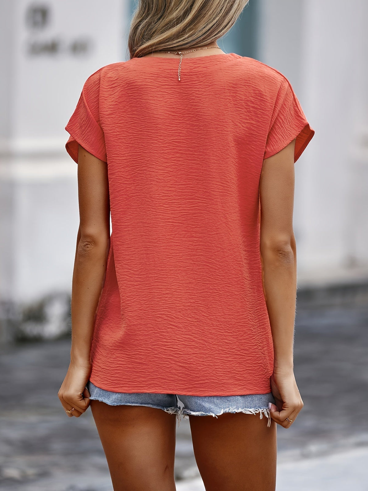 Elegant V-Neck Blouse with Button Detail - Perfect Fashion