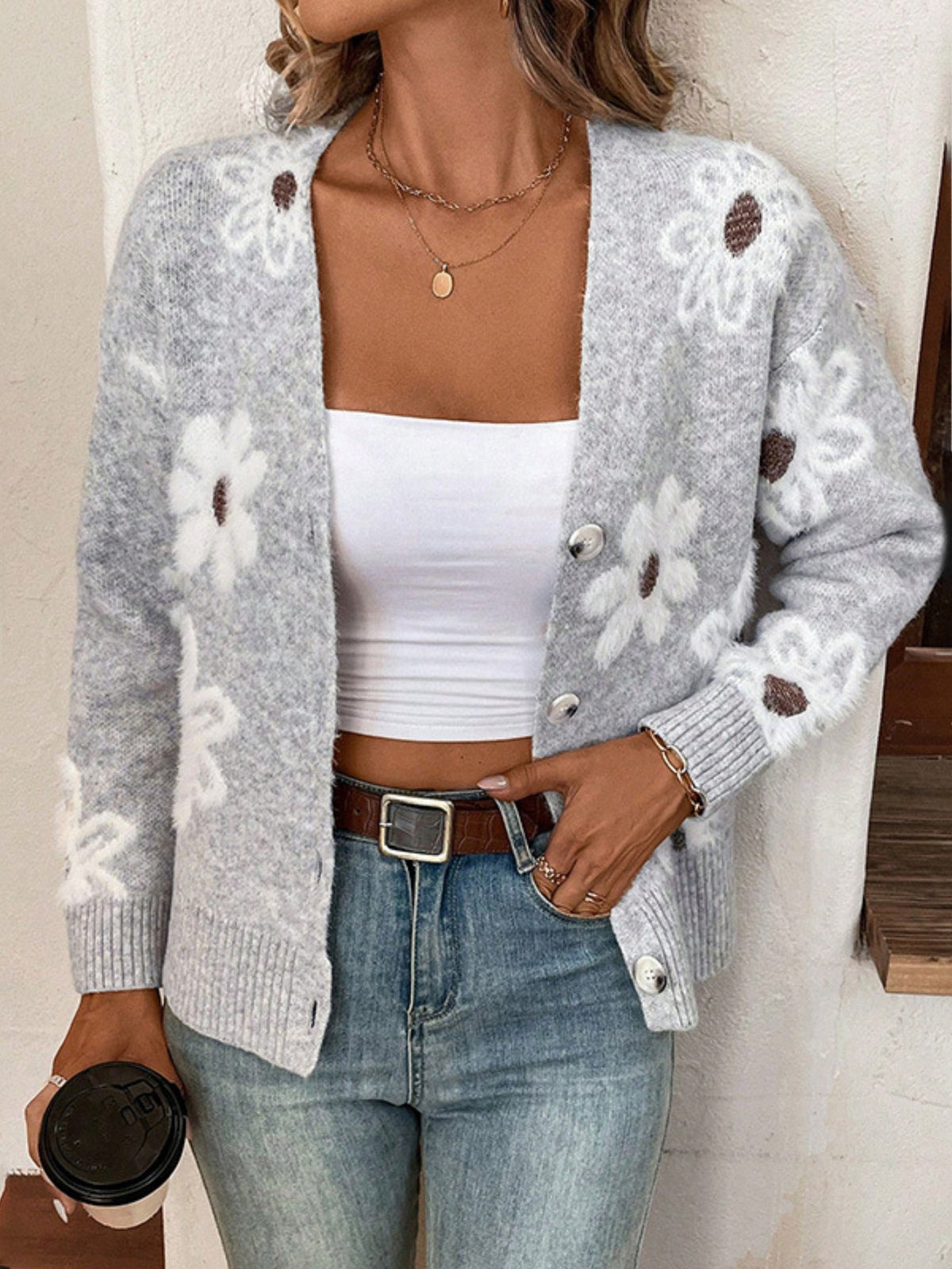 2024's Hottest Flower Pattern Cardigan Sweater - Trendy & Cozy Winter Wear