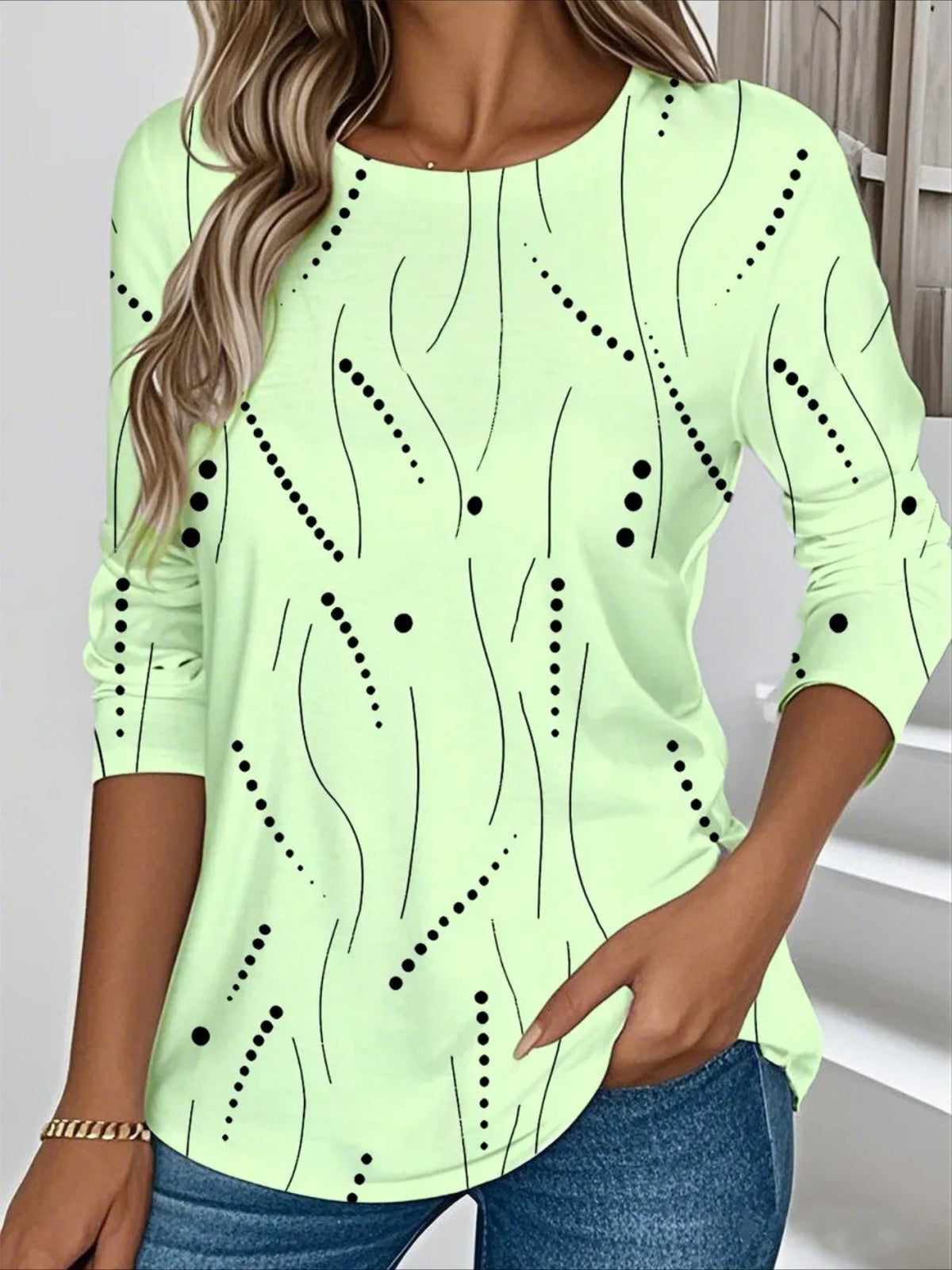 Casual Striped Crew Neck Long Sleeve T-shirt