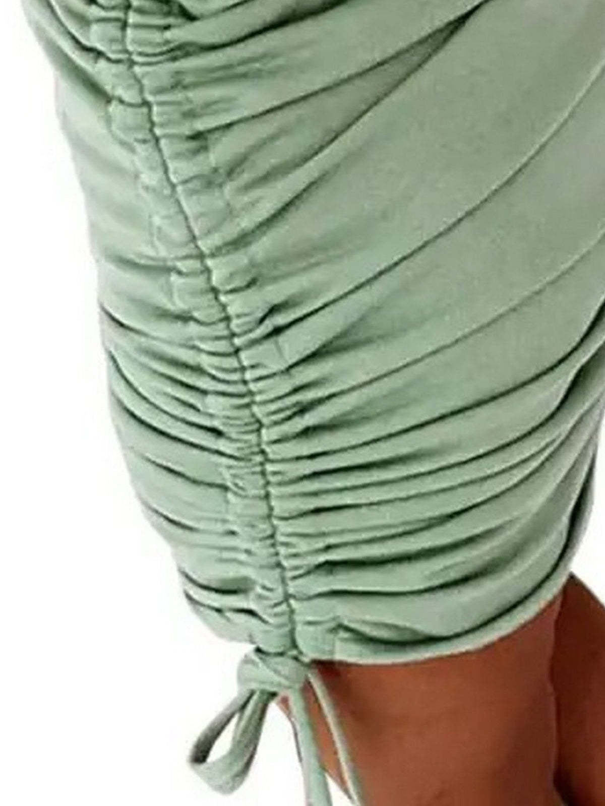 Solid Drawstring Pullover Sweatshirt Dress, Casual Ruched Long Sleeve Sweatshirt Dress