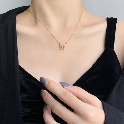 Free Gift 1pc Mini Hollow Out Butterfly Pendant Thin Chain Necklace Elegant Neck Jewelry (Copy)