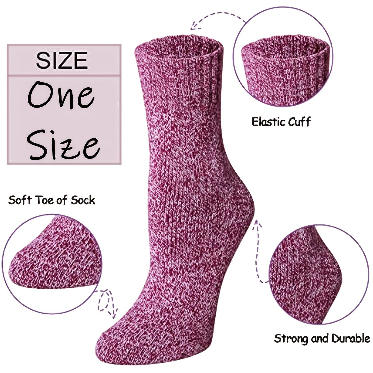 2/5 Pairs Thick Knit Warm Socks, Soft & Comfy Mid Tube Socks