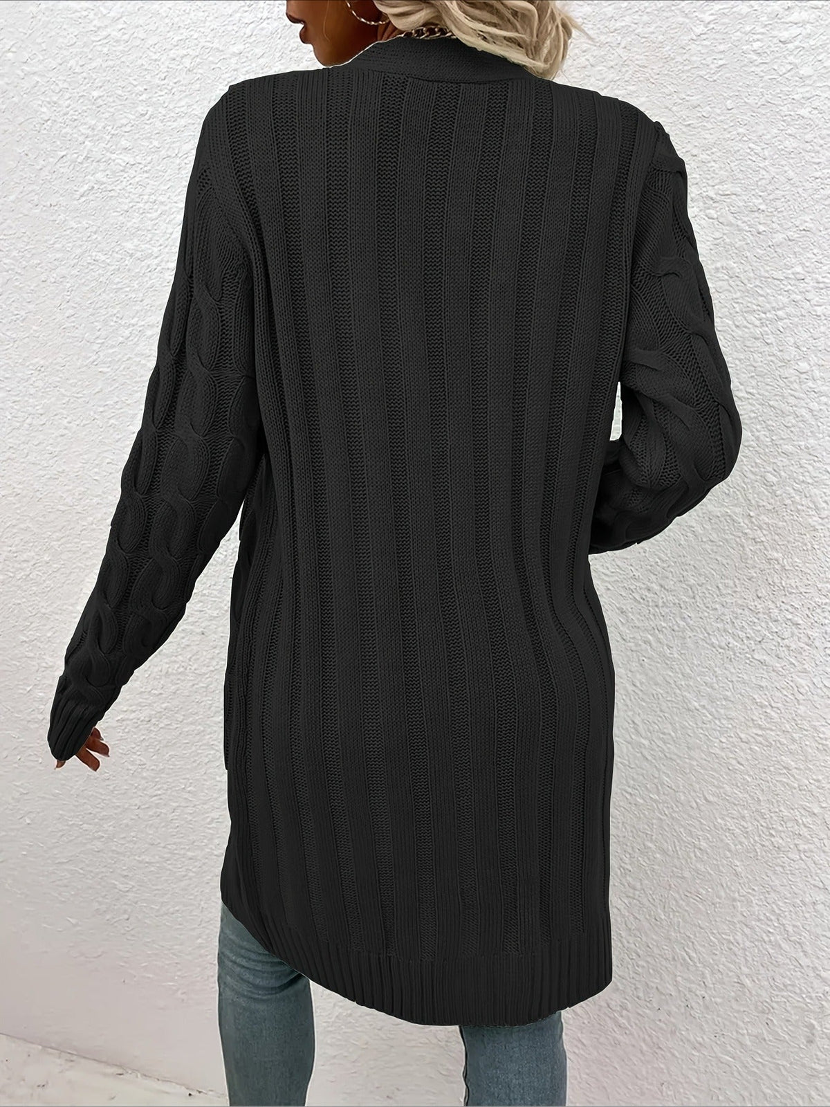 Elegant Long Nylon Soft Warm V-Neck Long Sleeves Sweater with Button Front