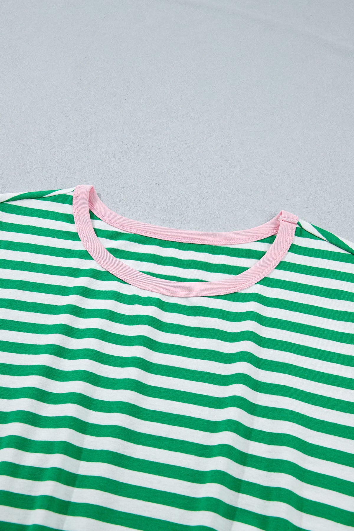 Green Stripe Nautical Tie Contrast Trim Round Neck T Shirt Mini Dress