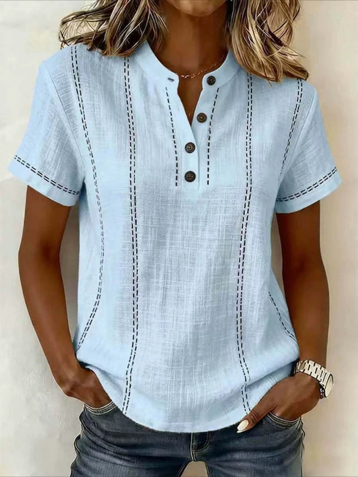 Short Sleeve Plain Regular Loose Shirt