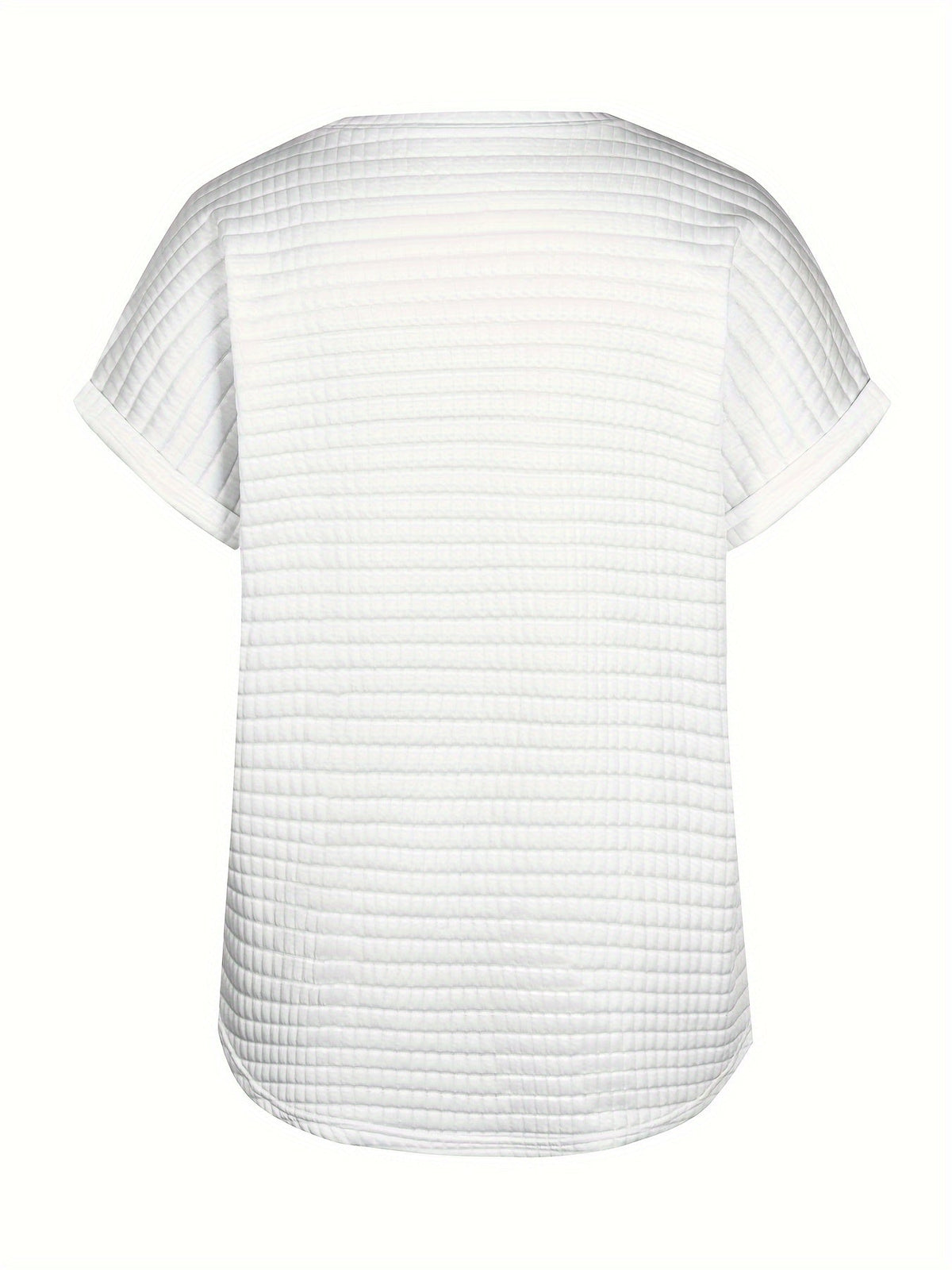 Plaid Textured Solid T-Shirt, Casual Short Sleeve Top