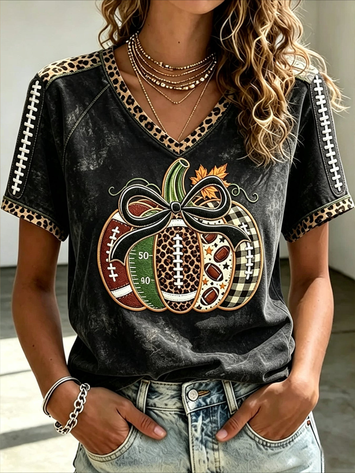 100% Cotton V Neck Vintage Regular Print Fit T-Shirt
