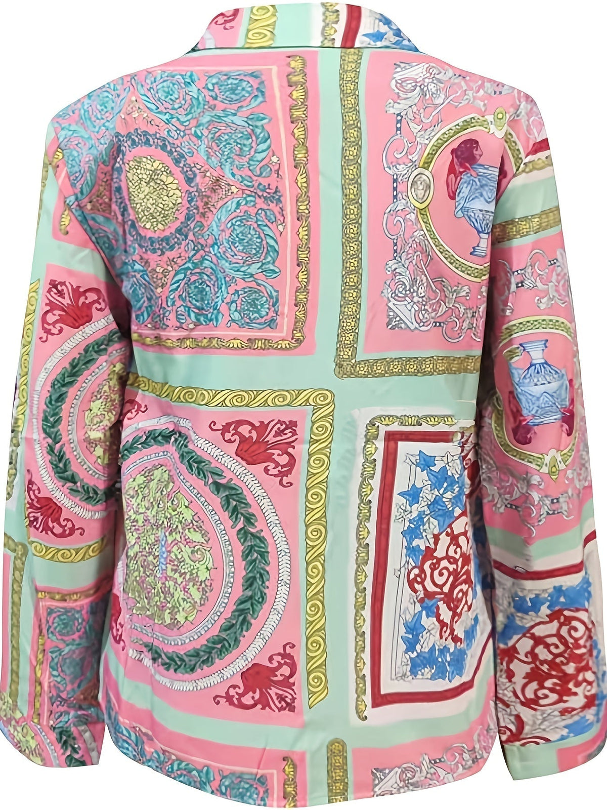 Women's Blouse V-neck Print Button Long Sleeve Loose Fall Blouse