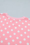 Pink Polka Dot Oversized Top Drawstring Short Set