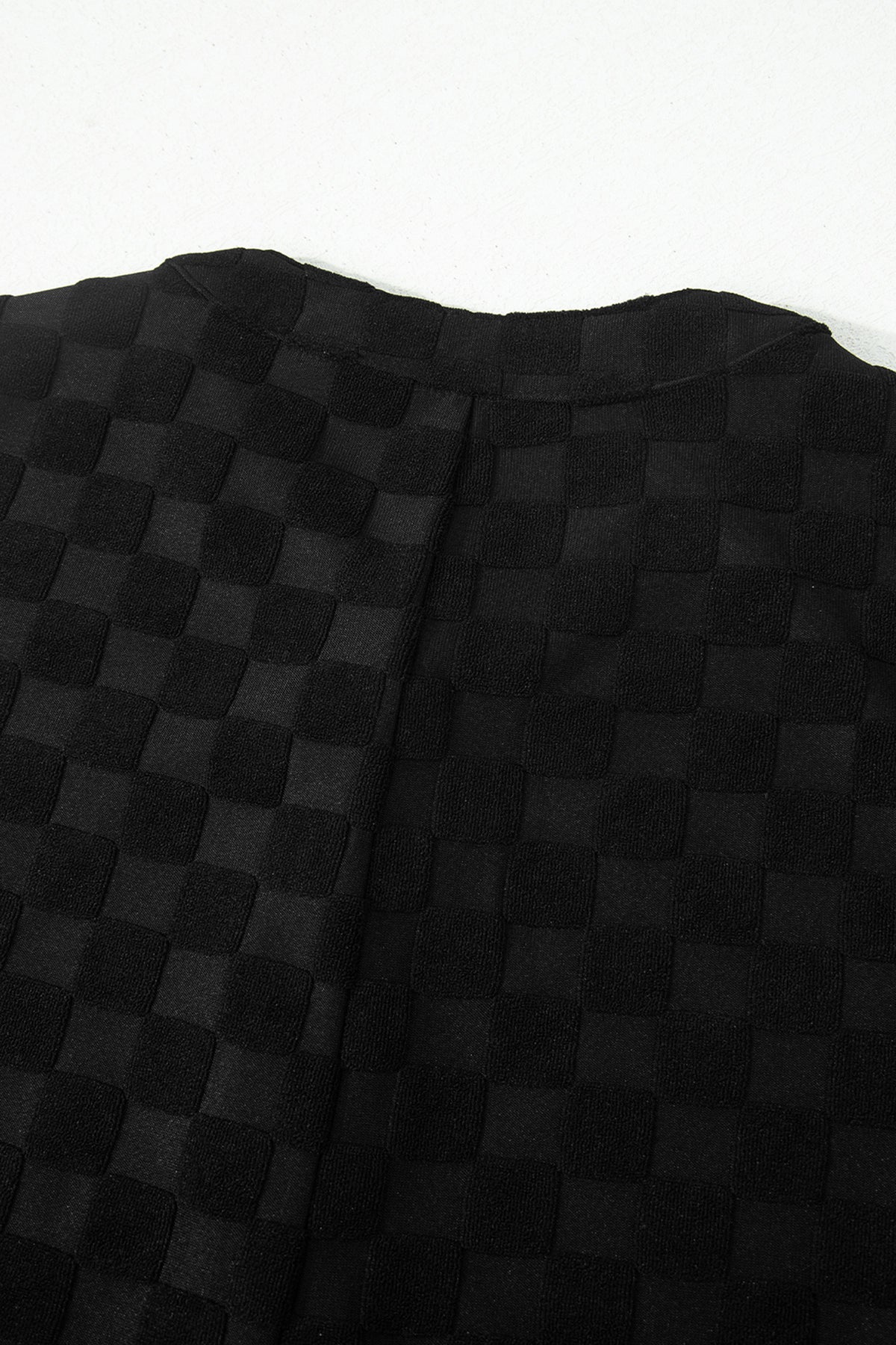 Black Half Buttons Sleeveless Wide Leg Textured Jumpsuit