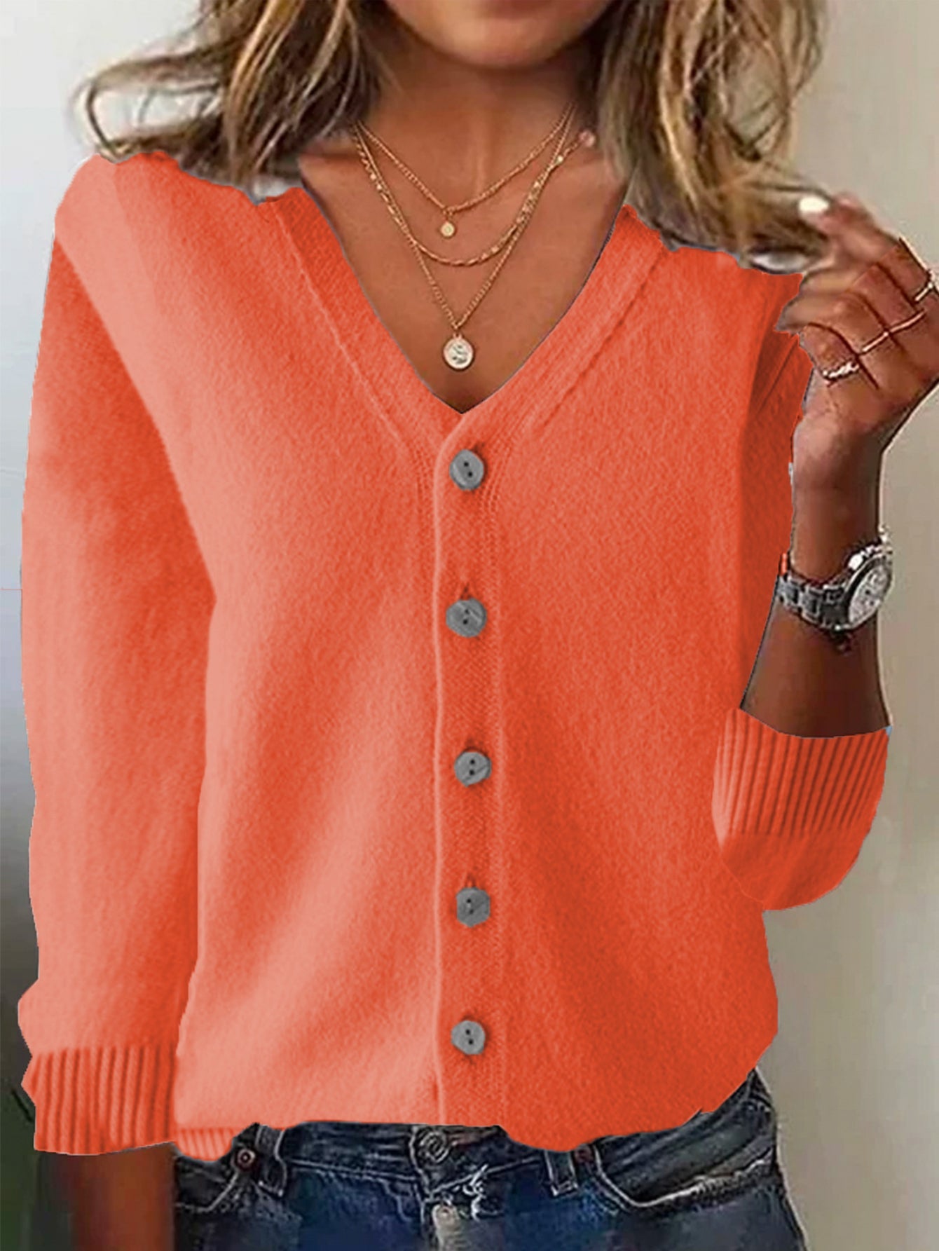 Casual Spring/Fall Plain Wool/Knitting Cardigan