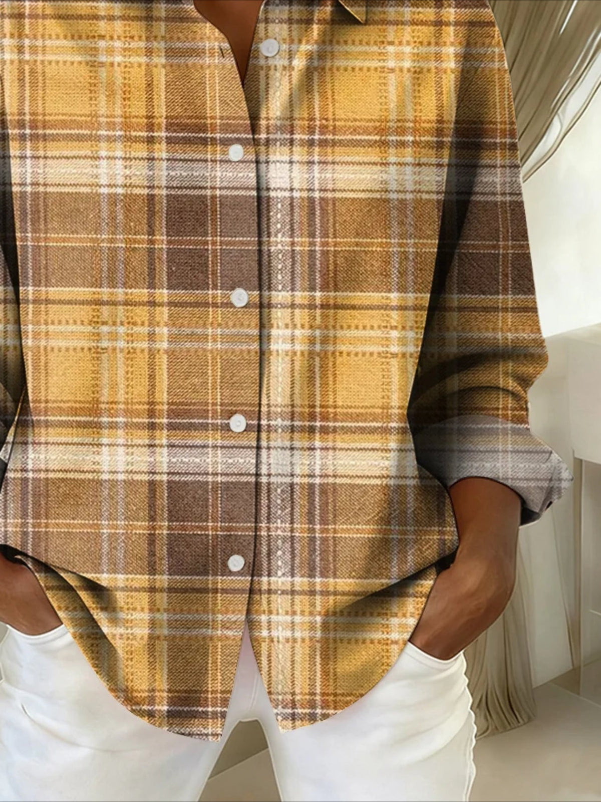 V Neck Long Sleeve Plain Regular Micro-Elasticity Shirt