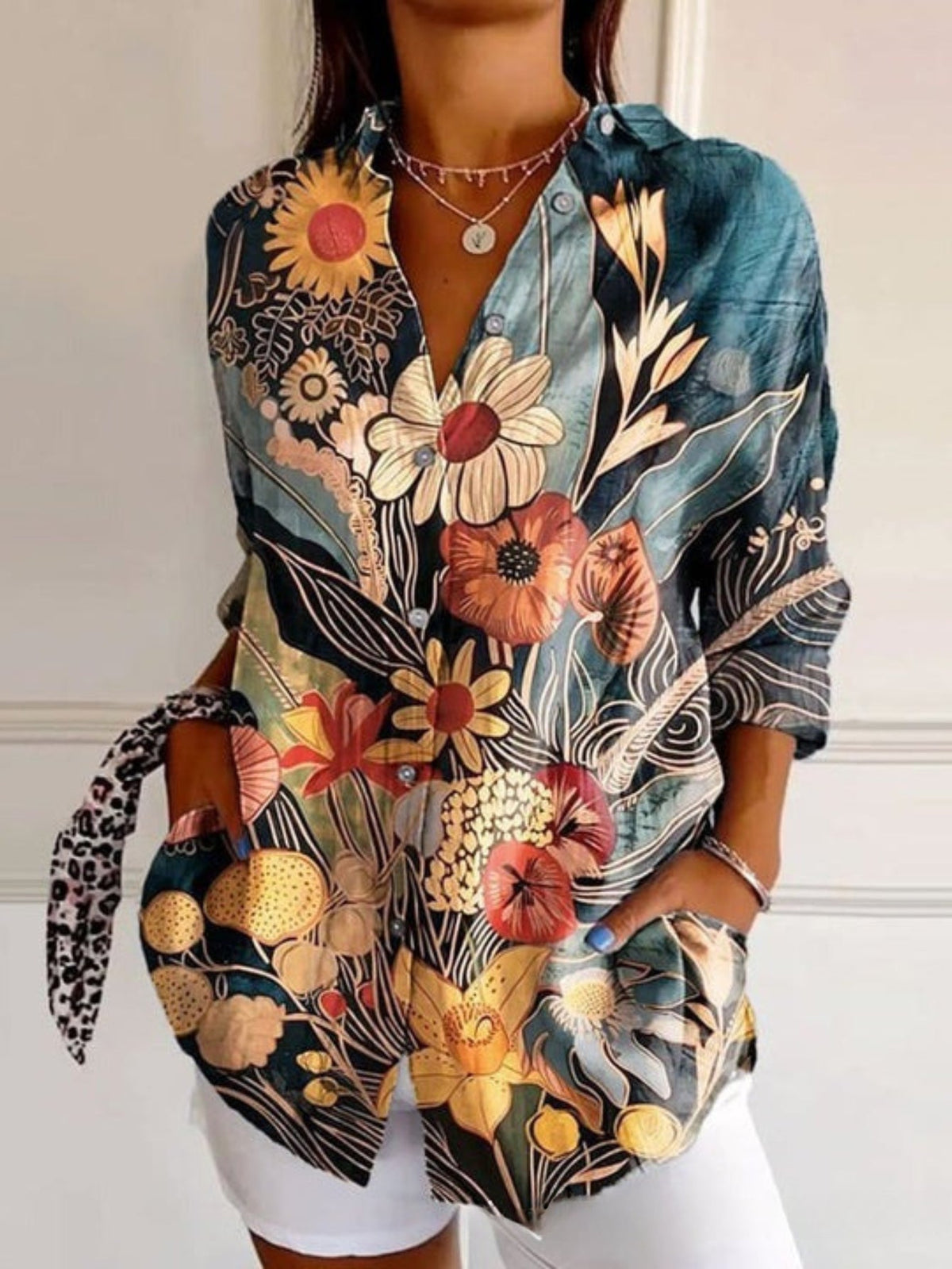 Casual Shirt Long Sleeve Floral Regular Loose Top