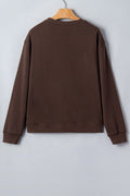 Coffee Floral Buffalo Plaid Striped Embroidered Patch Western Pullover Sweatshirt