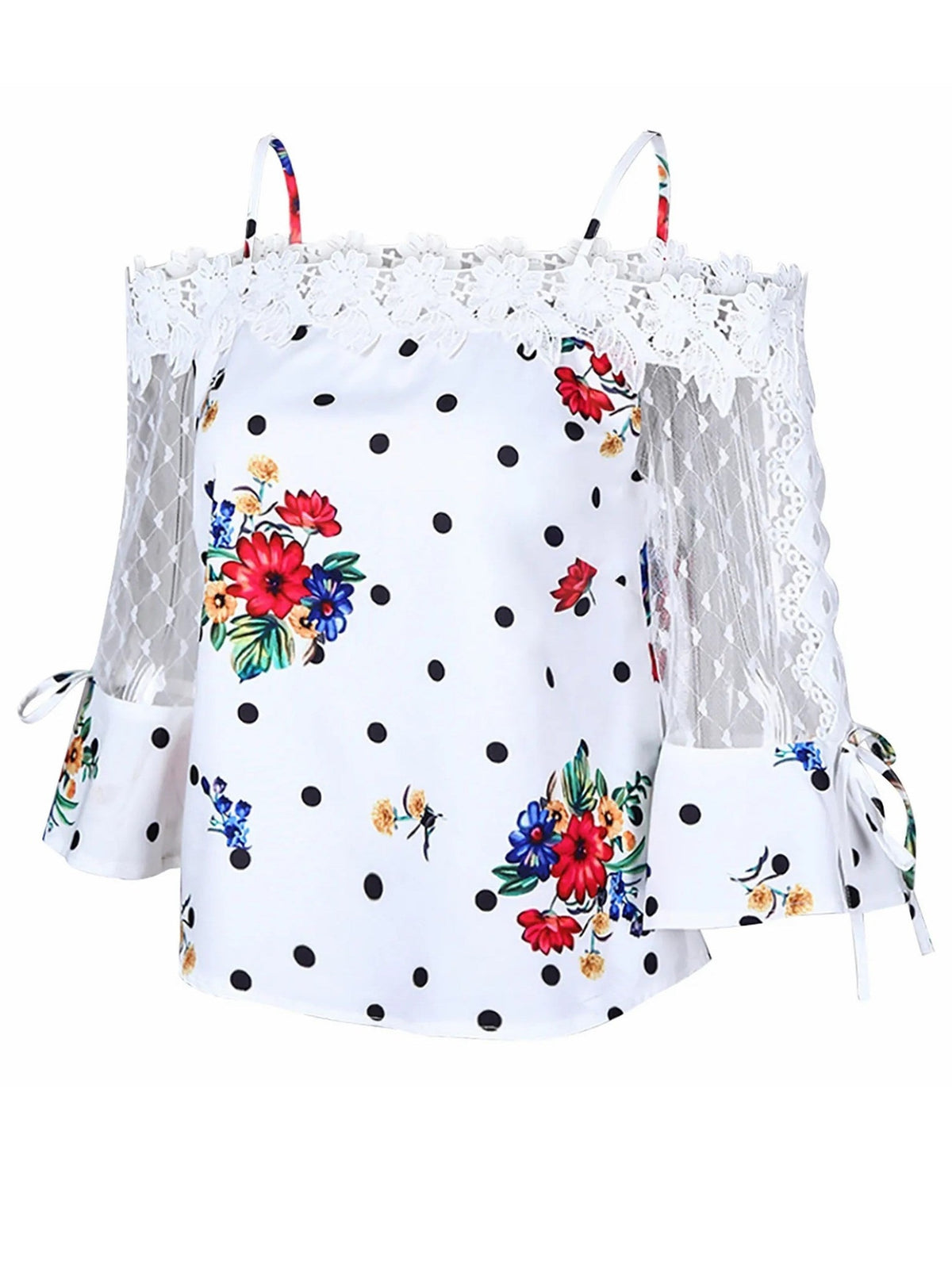 Floral Print Blouse, Casual Cold Shoulder Blouse