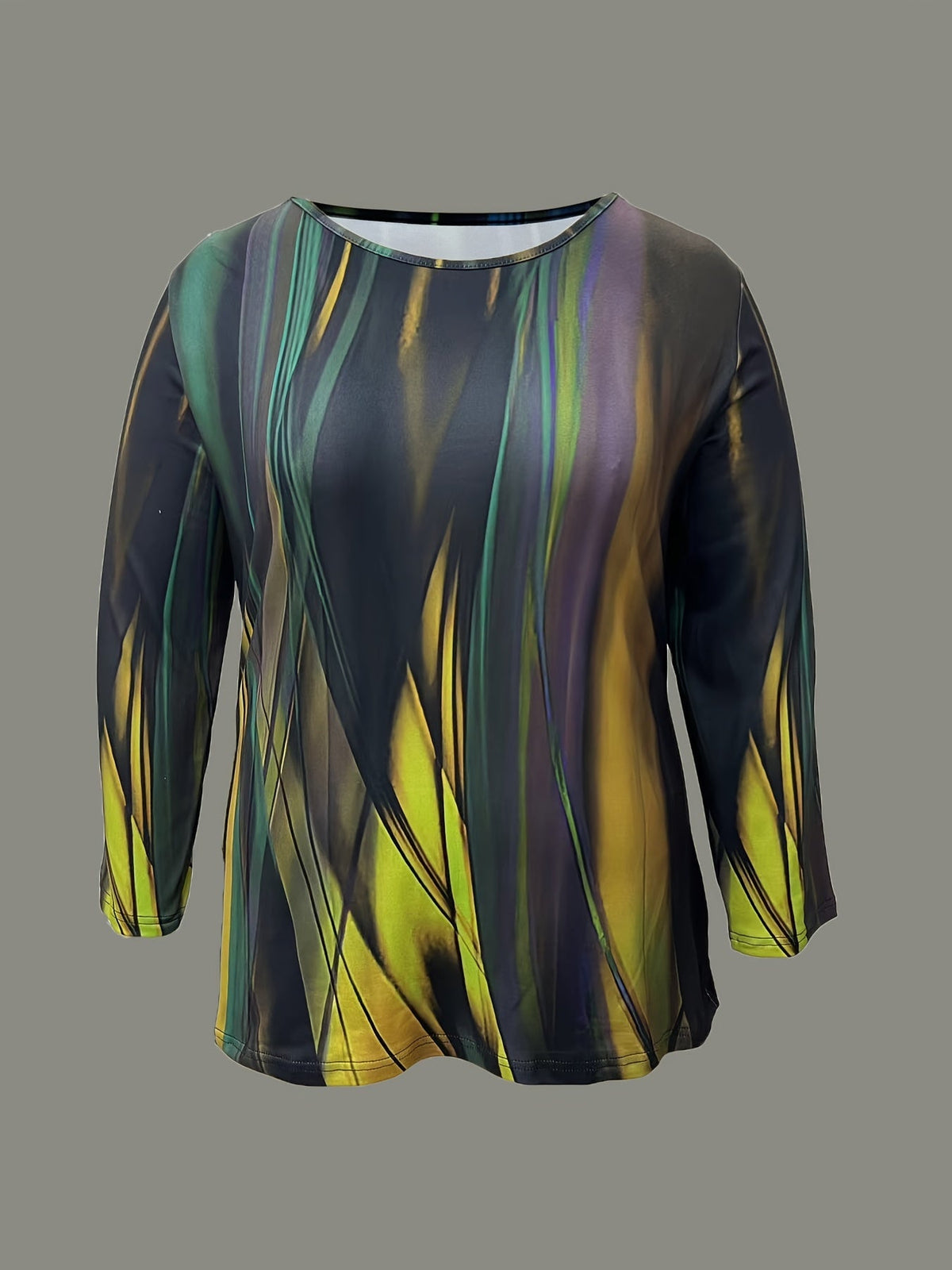 Allover Print T-Shirt, Casual Crew Neck Top