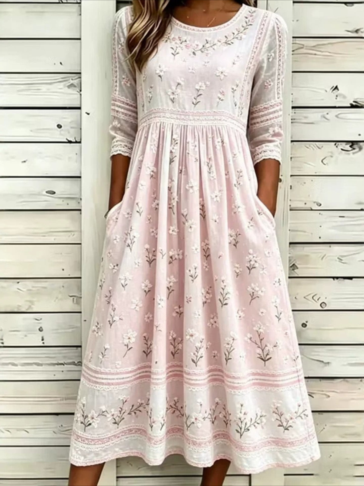 Printing Boho Regular Fit Crew Neck Dress