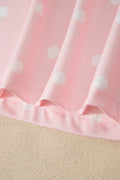 Pink Polka Dot Short Sleeve Loose Top Drawstring Shorts Set