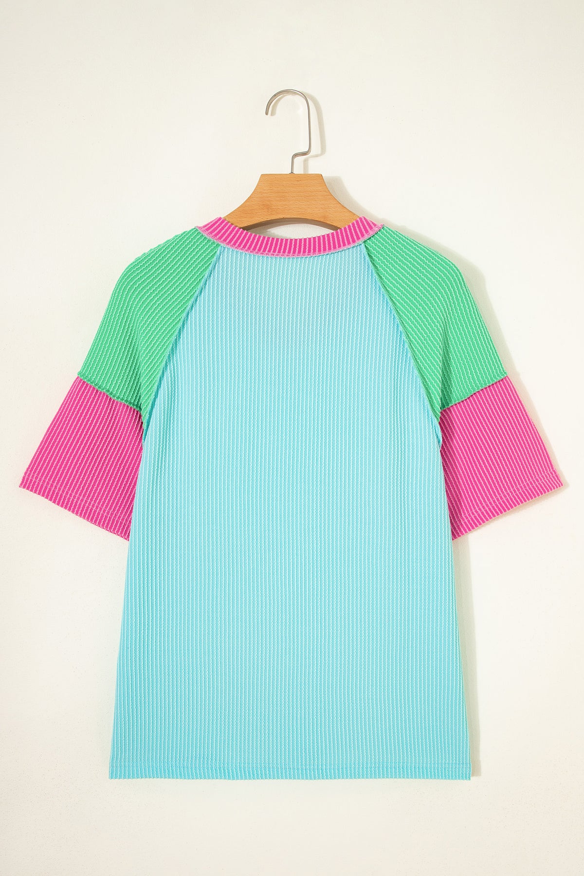 Aruba Blue Color Block Twisted Ribbed Tee