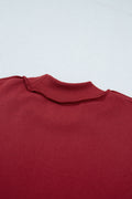 Red Dahlia Oversize Drop Shoulder Reversible Mock Neck Sweatshirt
