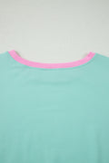 Moonlight Jade Colorblock Edge Drop Shoulder T Shirt and Skort 2Pcs Set