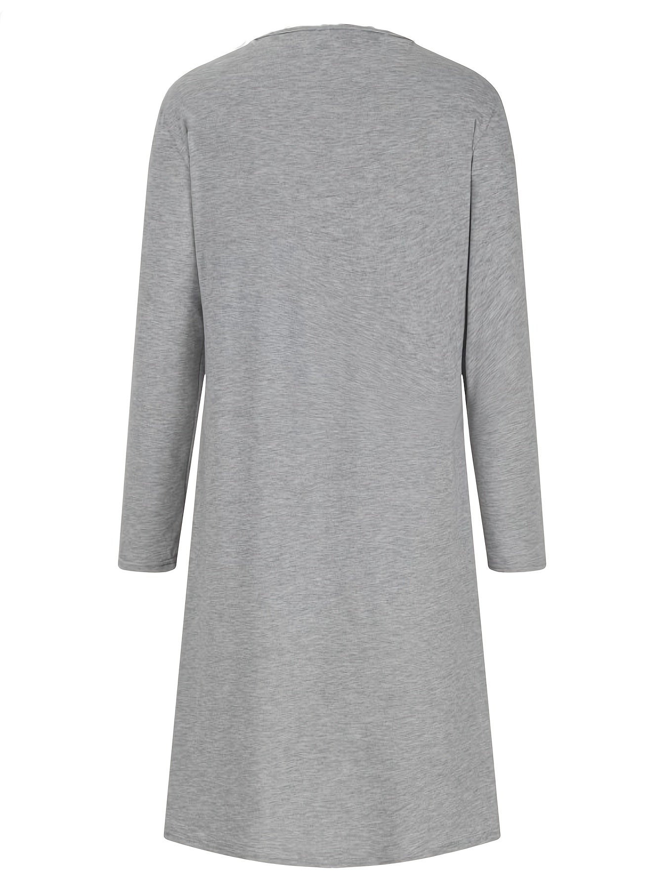 Stylish Plaid Patchwork Dress - Women's Casual Long Sleeve V Neck Ruched Asymmetrical Dresses with Button Detail
