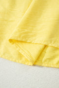 Yellow Cream Tie Half Sleeve Pleated Detail Babydoll Blouse