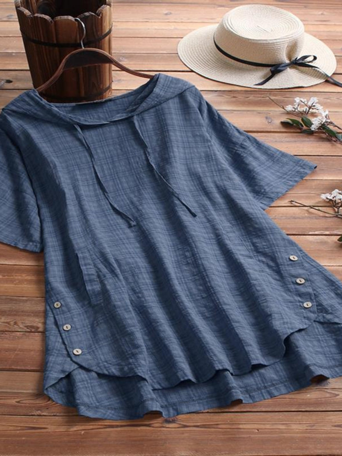 Elegant Hooded Plaid Blouse for Women - Long Sleeve Shirt with Drawstring Detail