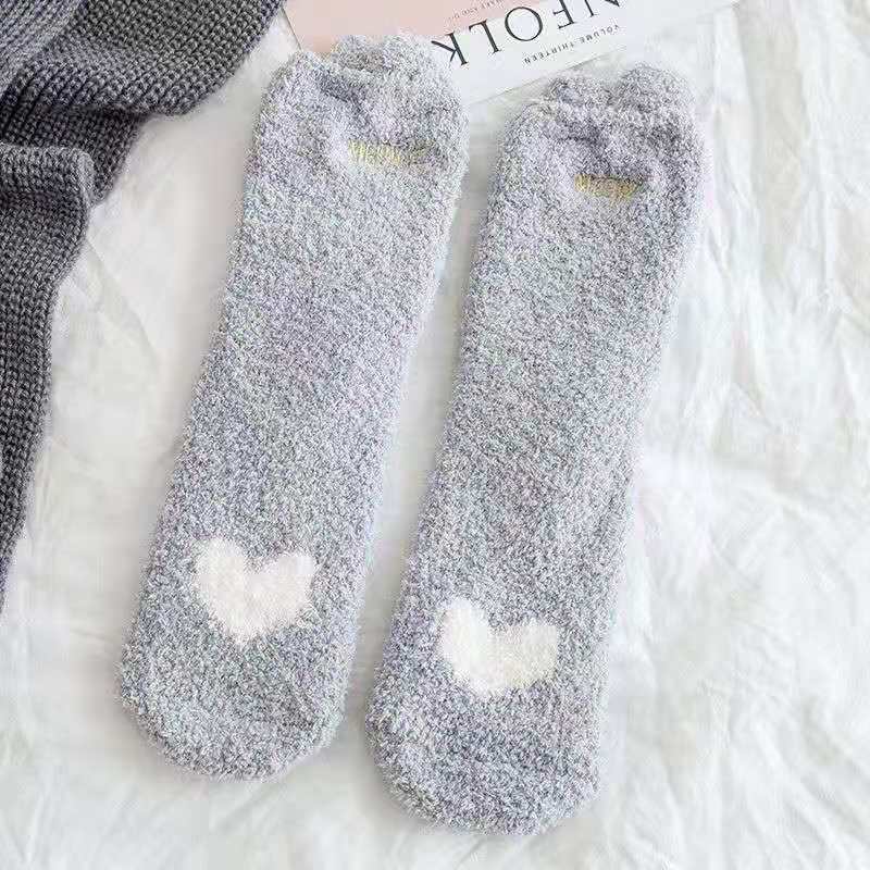 Warm & Fuzzy Cartoon Animal Socks, Crew Length Warm Coral Fleece Socks