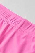 Bright Pink Solid Color Tunic Tank Dress Athletic Shorts Two Piece Set