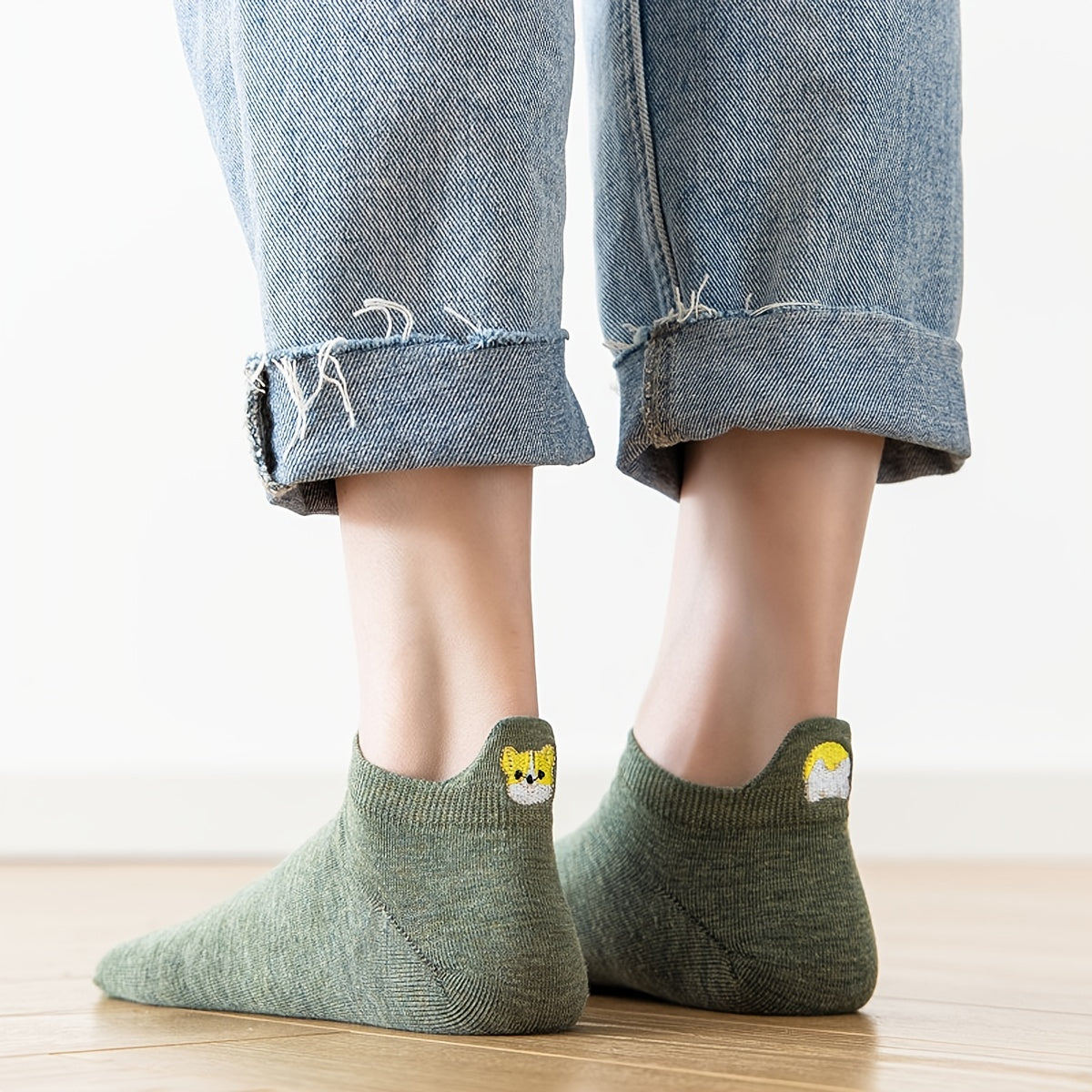 3/5/10 Pairs Cartoon Pattern Socks, Cute Animal & Vegetable Embroidery Ankle Socks