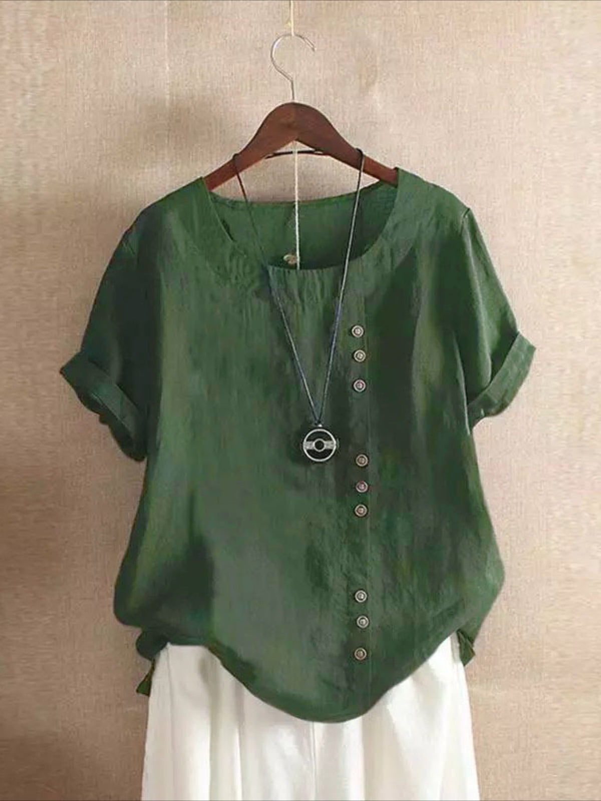 Relaxed Fit Short Sleeve Blouse with Floral Pattern