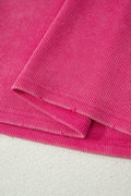 Bright Pink Vintage Distressed Ribbed Mineral Wash Tank Top