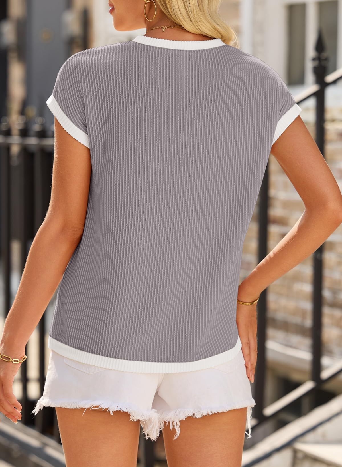 Coral Jacquard Short Sleeve Round Neck T Shirt