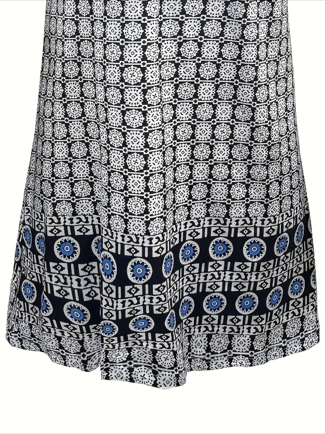 Bohemian Print Crew Neck Sleeveless A-Line Dress