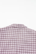 Burgundy Elegant Tweed Plaid Blazer