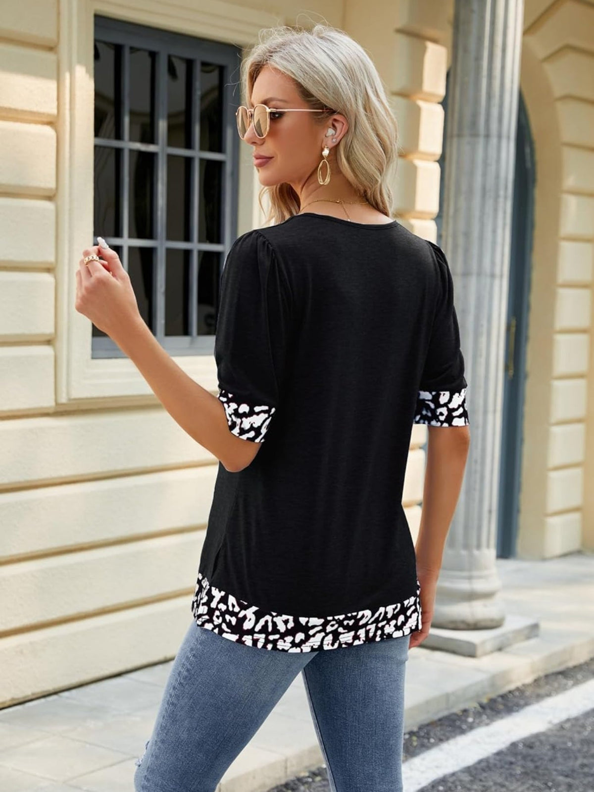 Square Neck Loose Fit Casual Half Sleeve T-Shirt