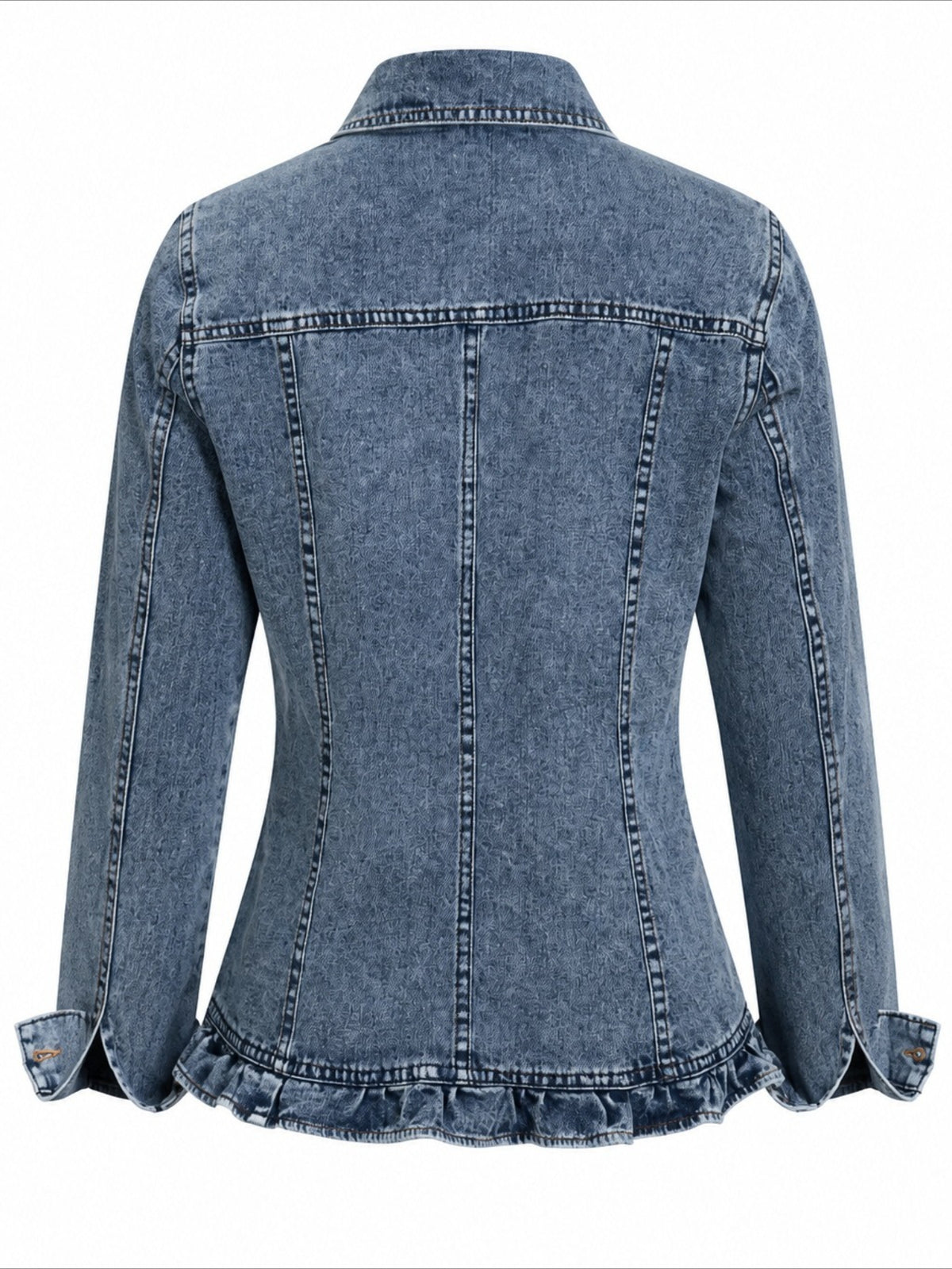 Ruffle Hem Short Lapel Double-breasted Ruffle Edge Jacket