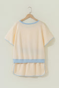Apricot Colorblock Edge Drop Shoulder T Shirt and Skort 2Pcs Set