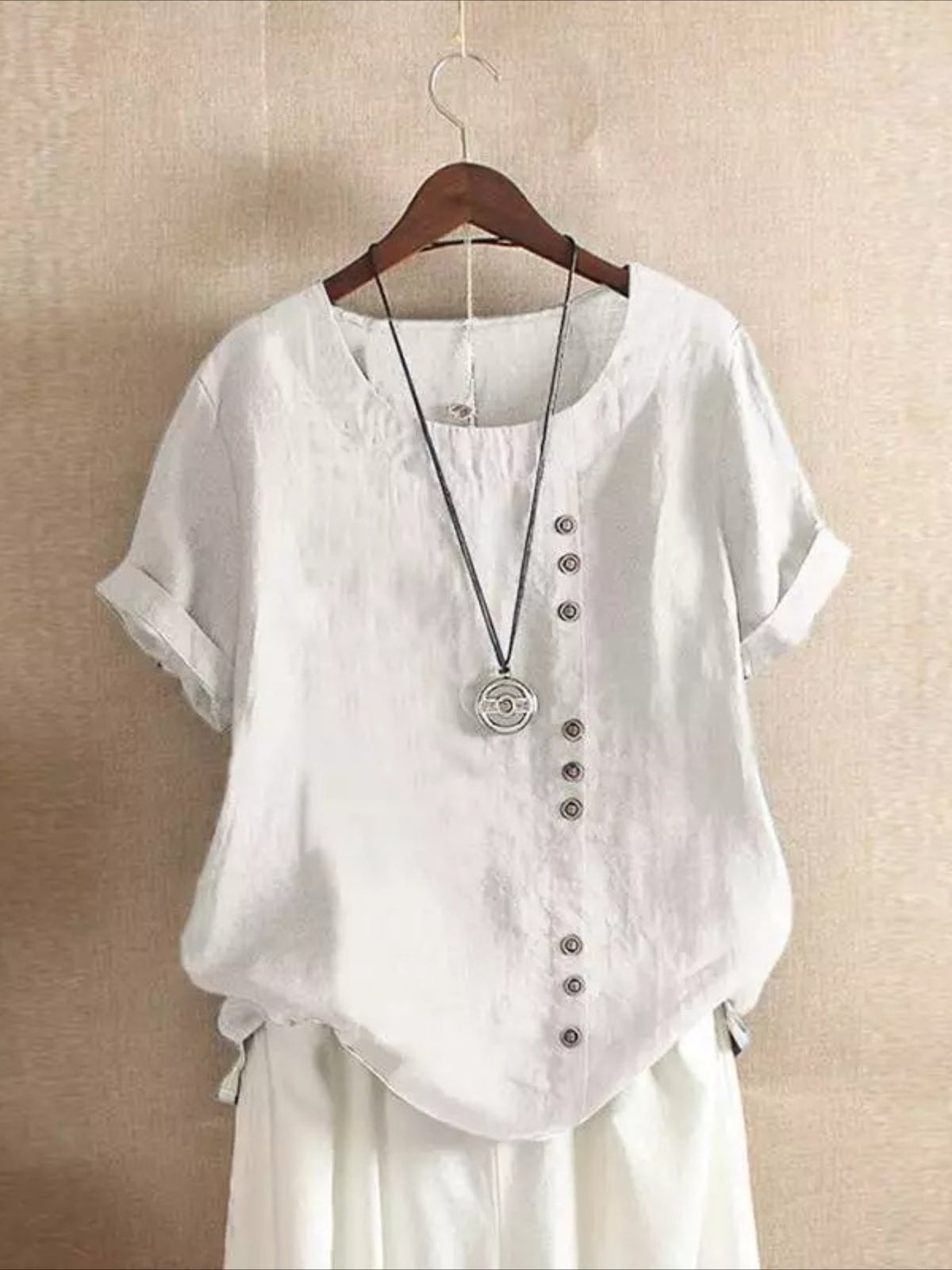 Relaxed Fit Short Sleeve Blouse with Floral Pattern