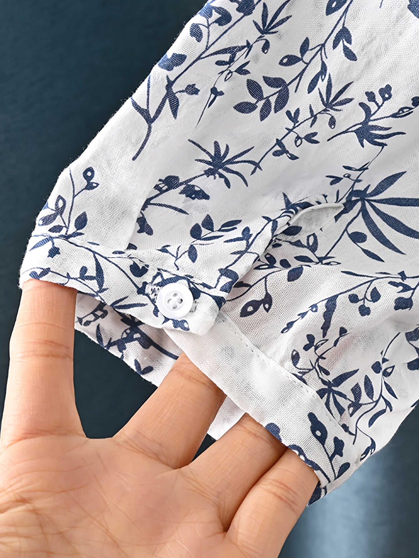Floral V-neck Lightweight Seven Quarter Sleeved Shirt
