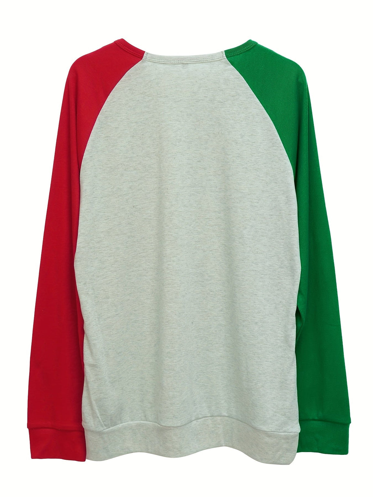Color Block Long Sleeve Shirt, Oversized Crew Neck Top