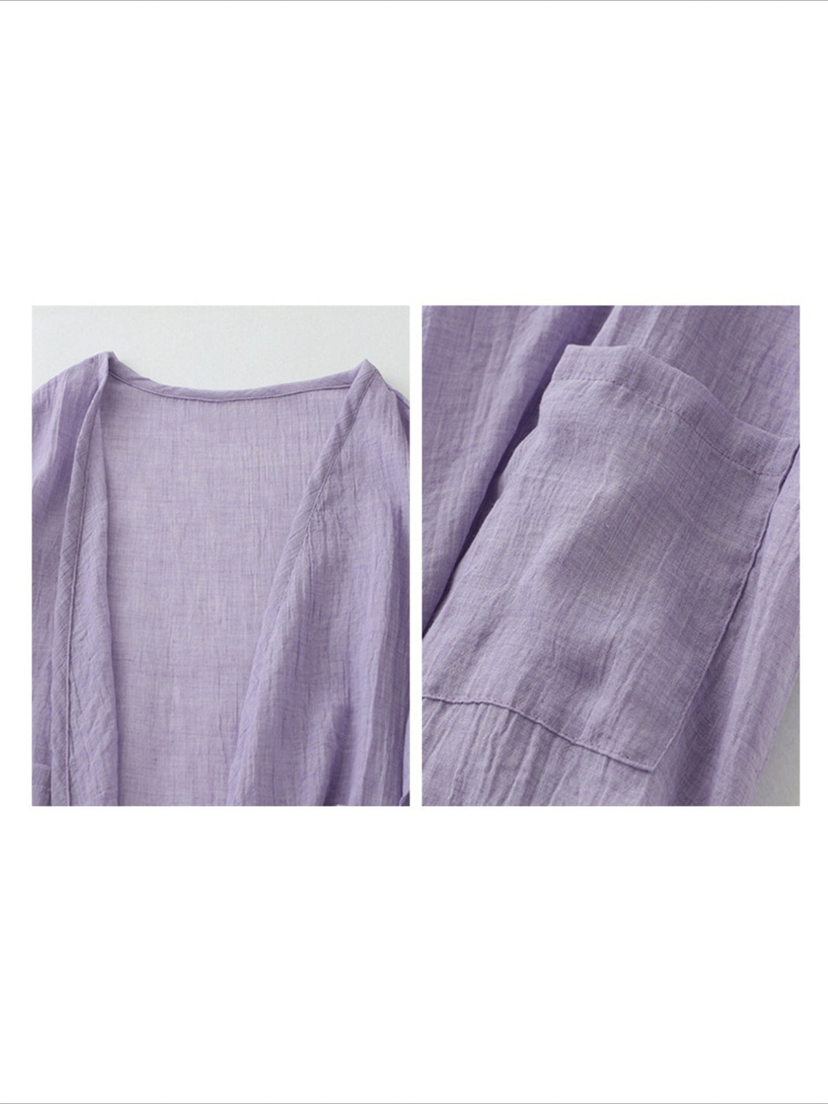 Long Loose Fit Casual Front Opening Short Sleeved and Linen Cover Lightweight and Linen Cardigan