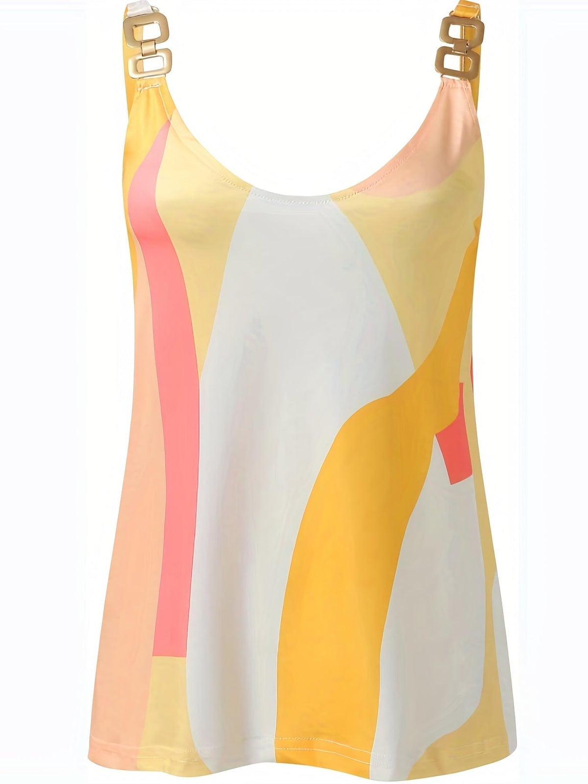 Vintage Floral Print Vest, Casual V Neck Sleeveless Chain Tank Tops