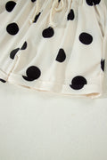 Beige Polka Dot Print V Neck Tee Short Set