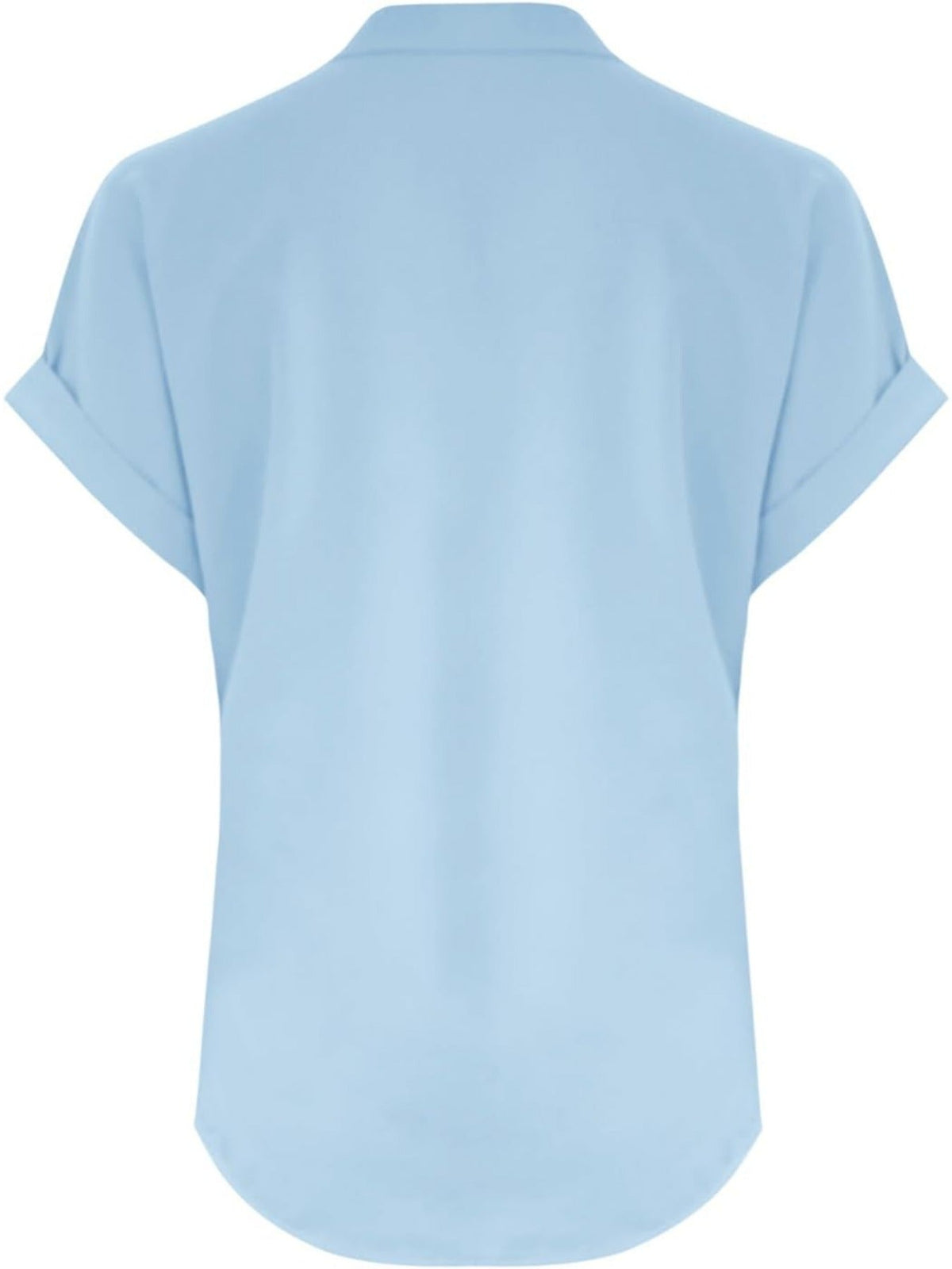 Solid Color V Neck Short Sleeve Button Down T Shirts