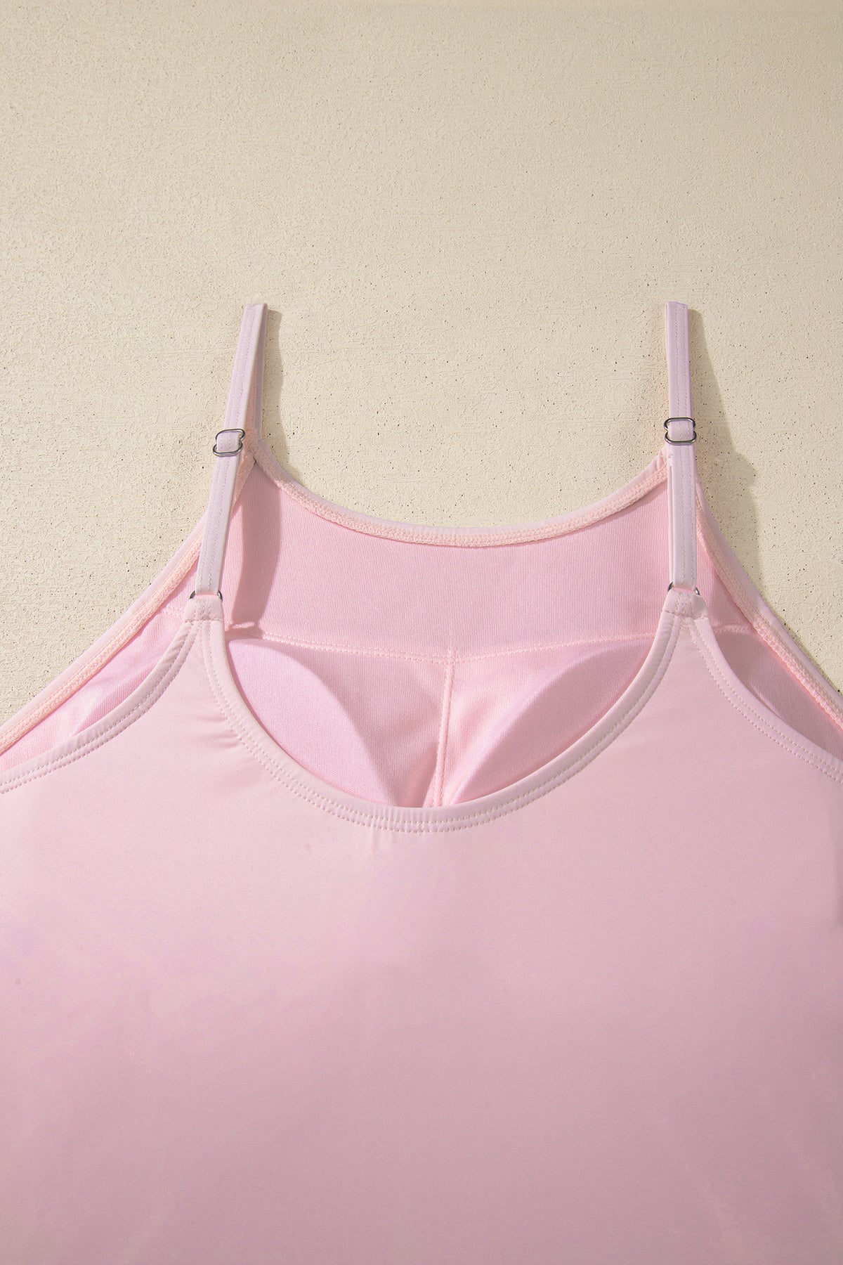 Pink Solid Color Tunic Tank Dress Athletic Shorts Two Piece Set