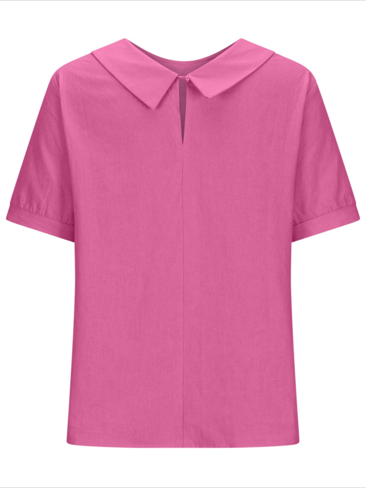 Solid Color Loose Lapel Short Sleeve Cotton Top